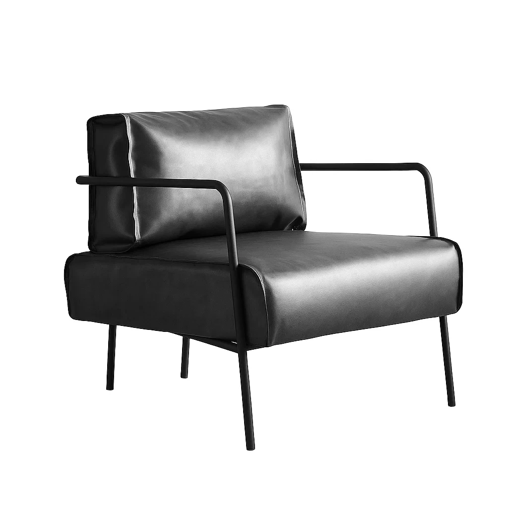 Fauteuil moderne avec structure métallique et assise rembourrée