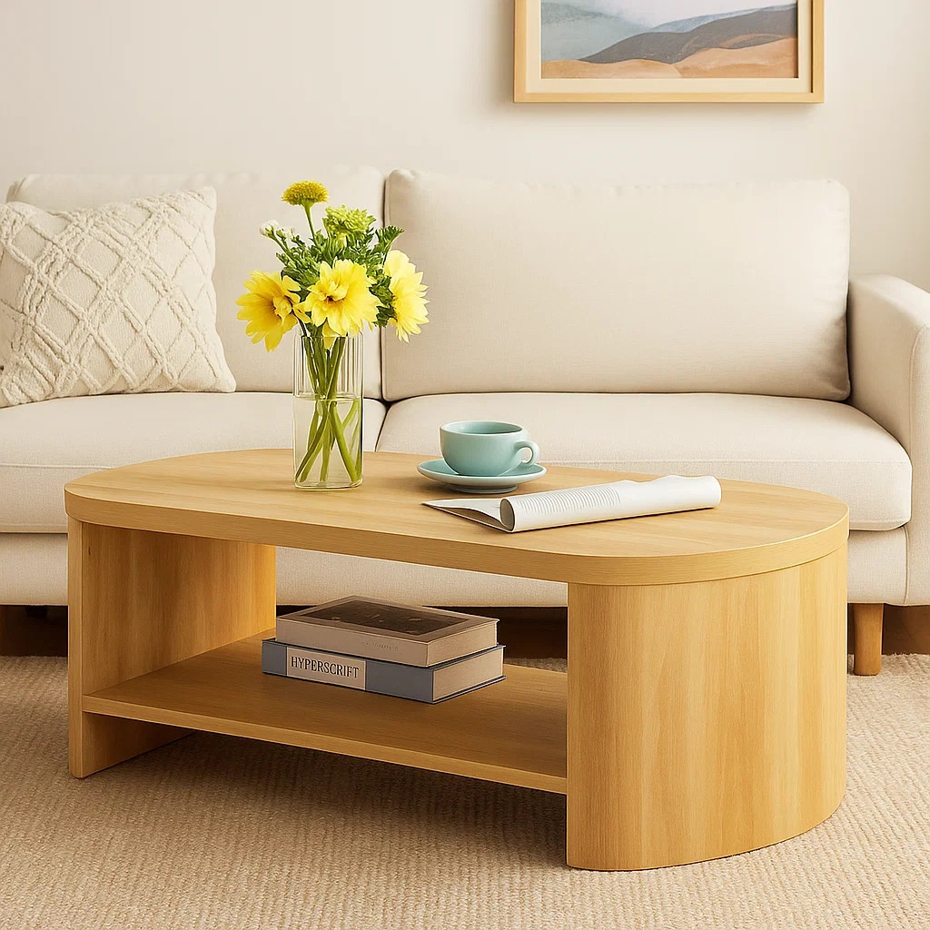 Table basse moderne avec étagère de rangement