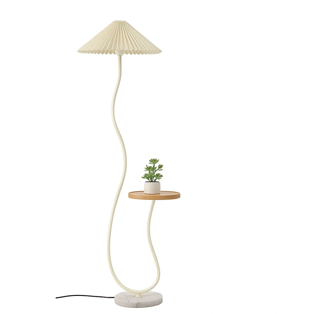 Lampadaire moderne avec table d’appoint intégrée