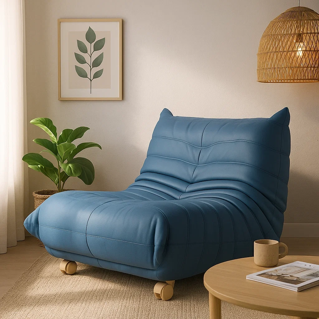 Fauteuil moderne avec assise rembourrée et roulettes