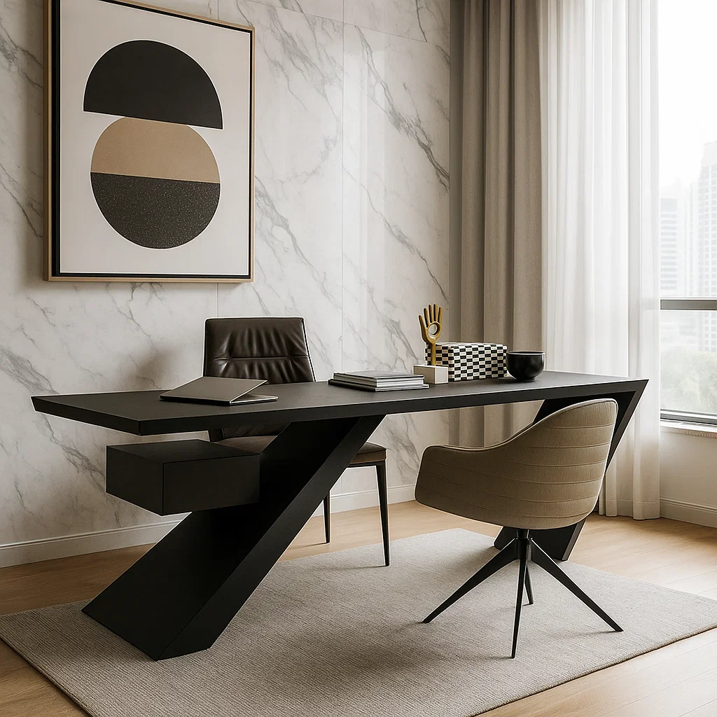 Bureau de direction en bois massif avec tiroir latéral