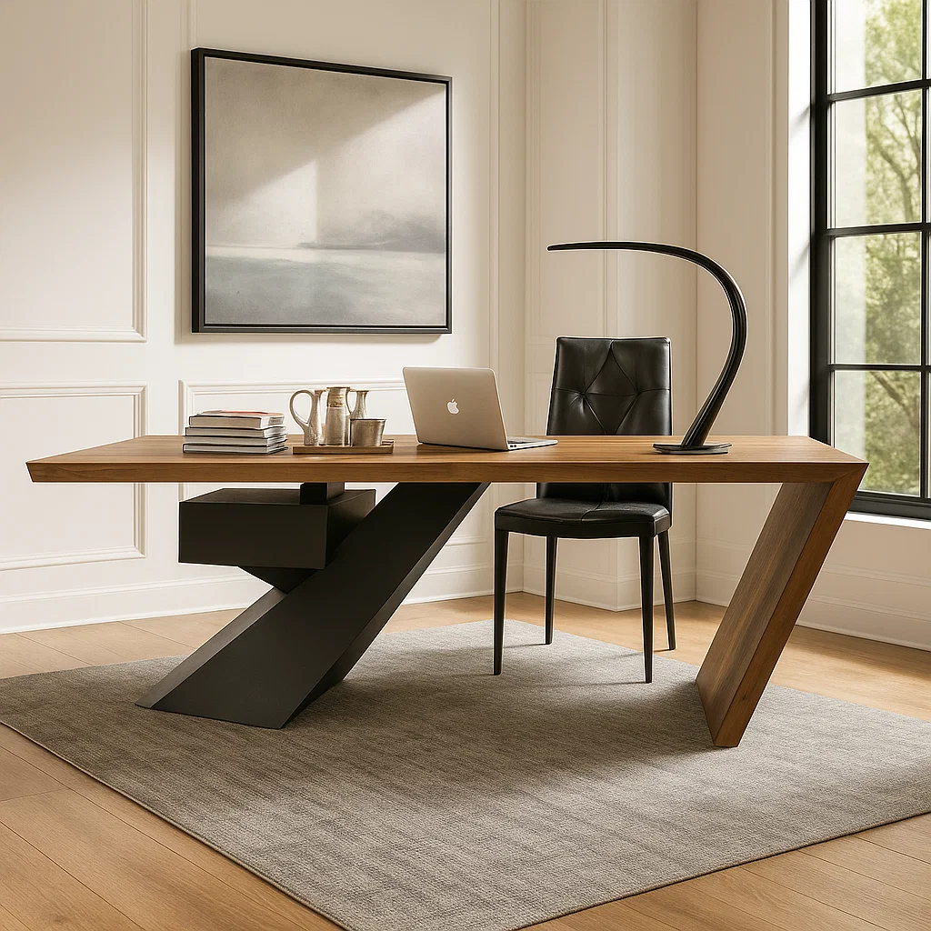 Bureau de direction en bois massif avec tiroir latéral