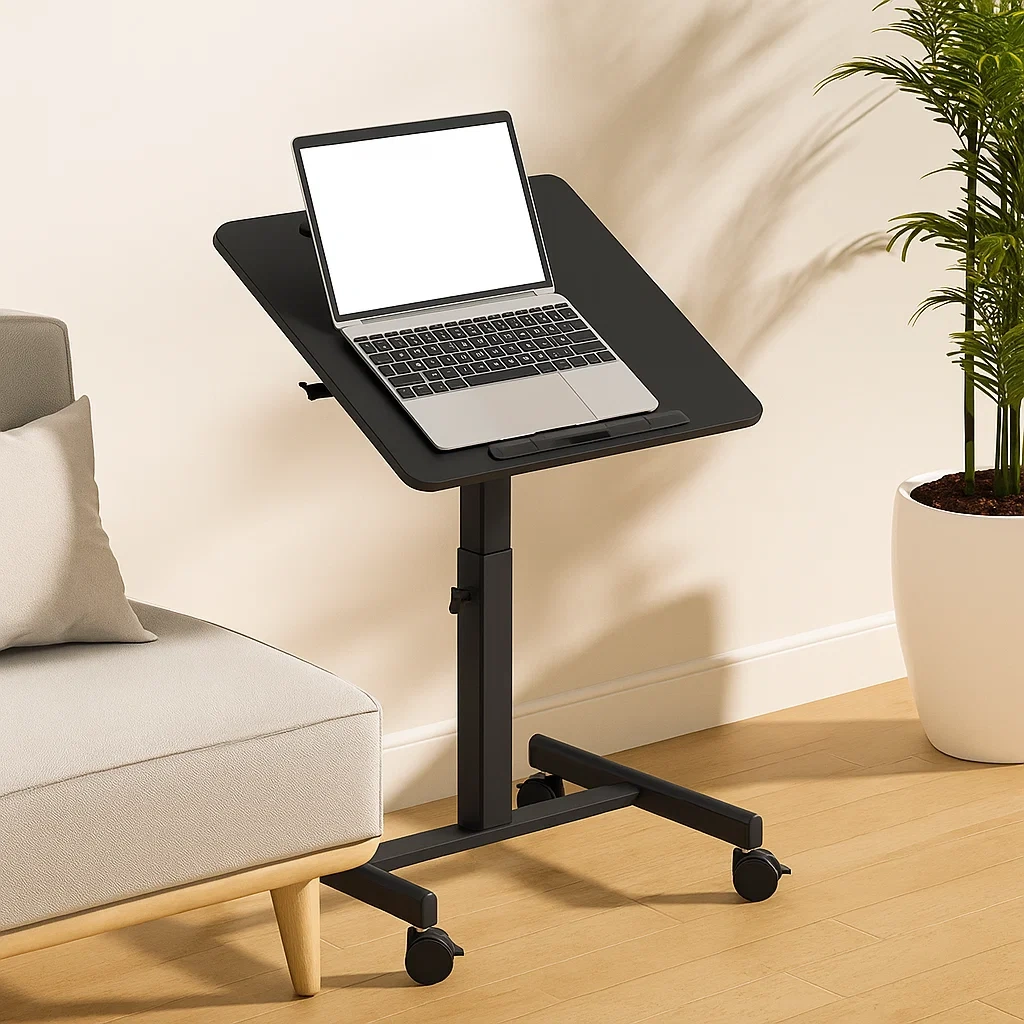 Table d’ordinateur portable réglable avec roulettes