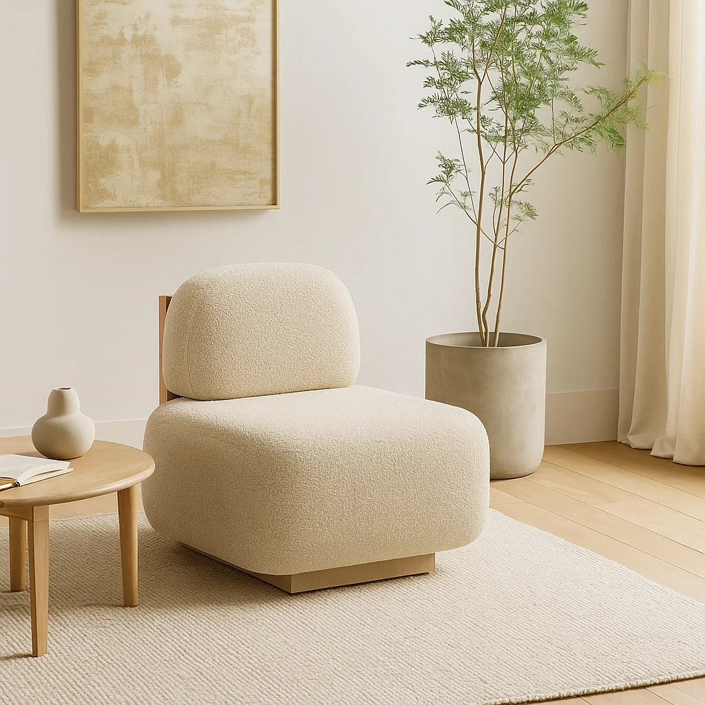 Fauteuil moderne sans accoudoirs avec assise rembourrée