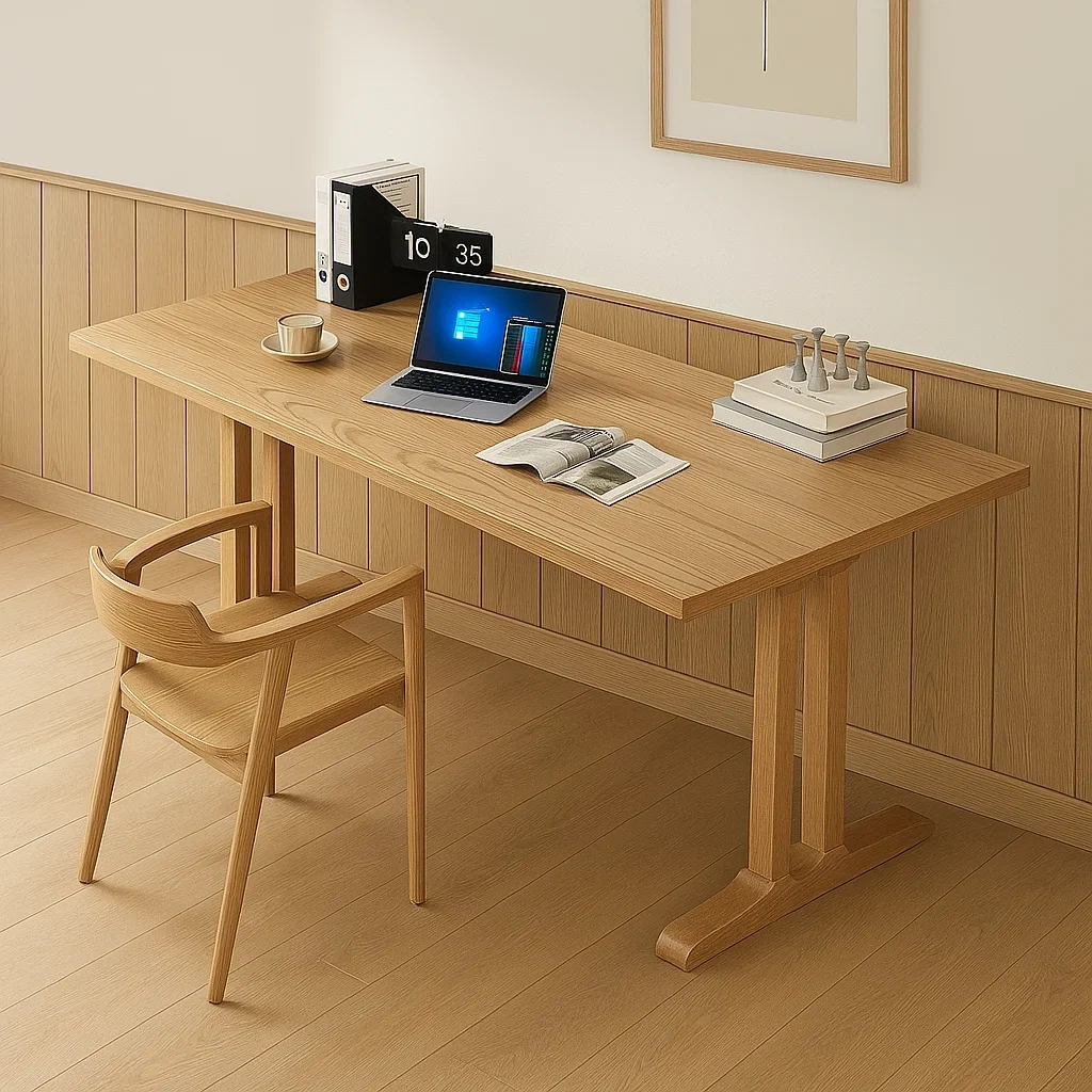 Bureau en bois massif avec chaise assortie
