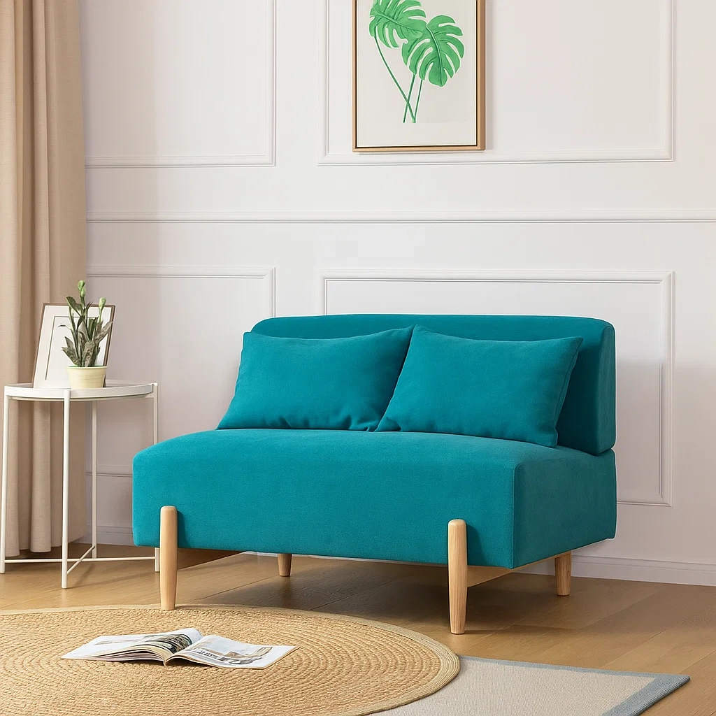 Canapé 2 places moderne avec structure en bois et assise rembourrée