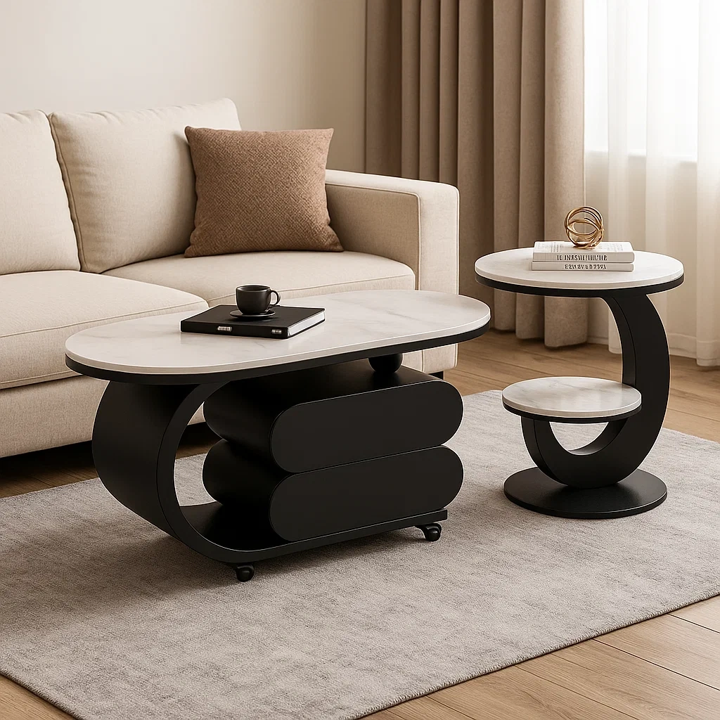 Table basse et table d’appoint design moderne en bois laqué