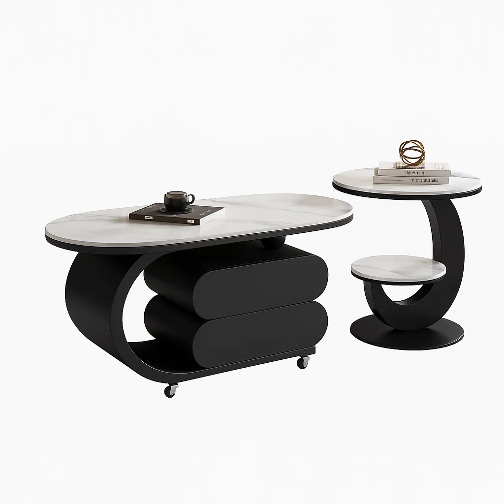 Table basse et table d’appoint design moderne en bois laqué