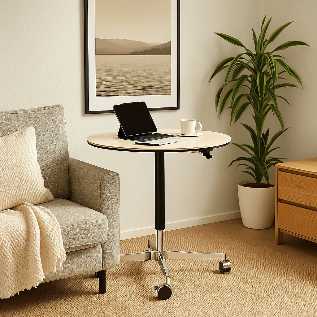 Table d’appoint ronde en bois massif avec design moderne