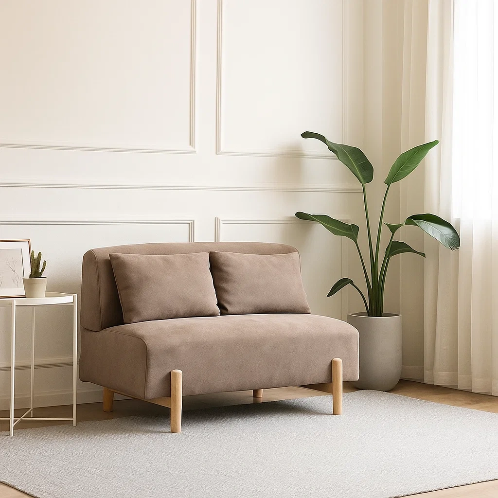 Canapé 2 places moderne avec structure en bois et assise rembourrée