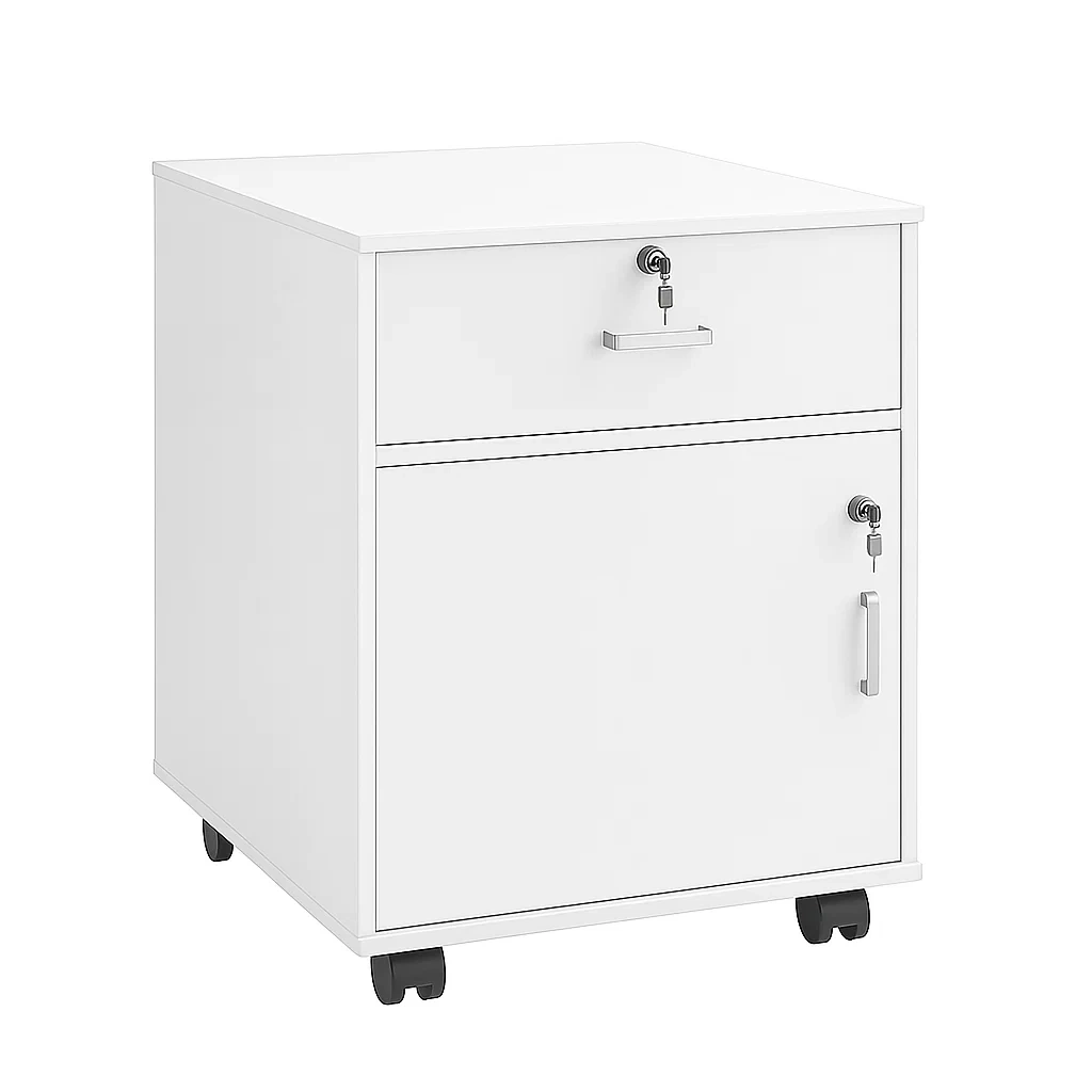 Caisson de bureau métallique mobile avec tiroir et porte verrouillables