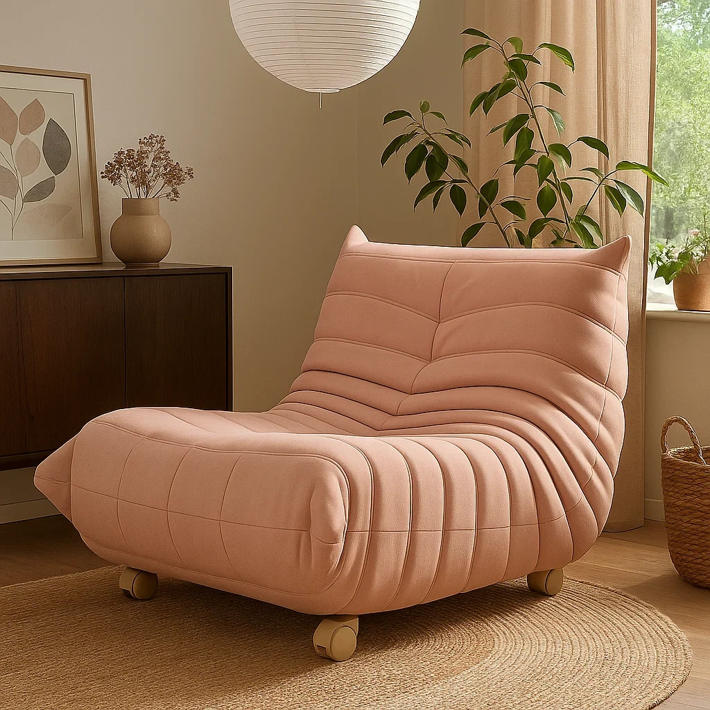 Fauteuil moderne avec assise rembourrée et roulettes