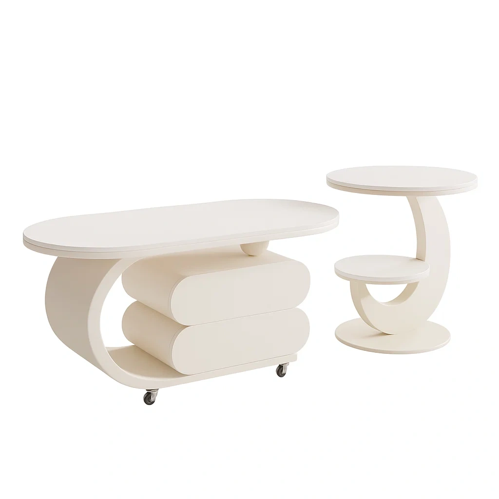 Table basse et table d’appoint design moderne en bois laqué