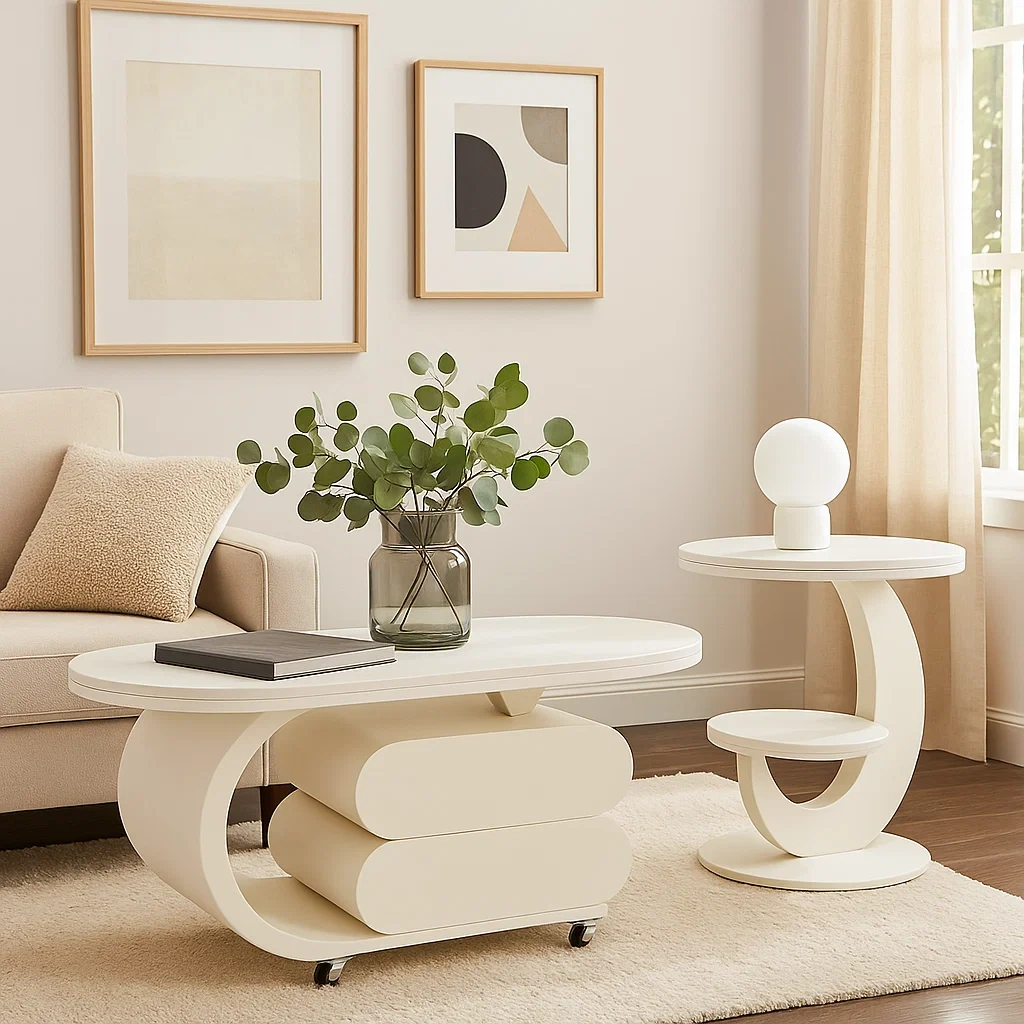 Table basse et table d’appoint design moderne en bois laqué