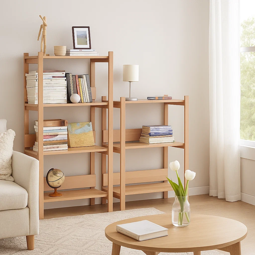 Étagère de rangement en bois massif à plusieurs niveaux