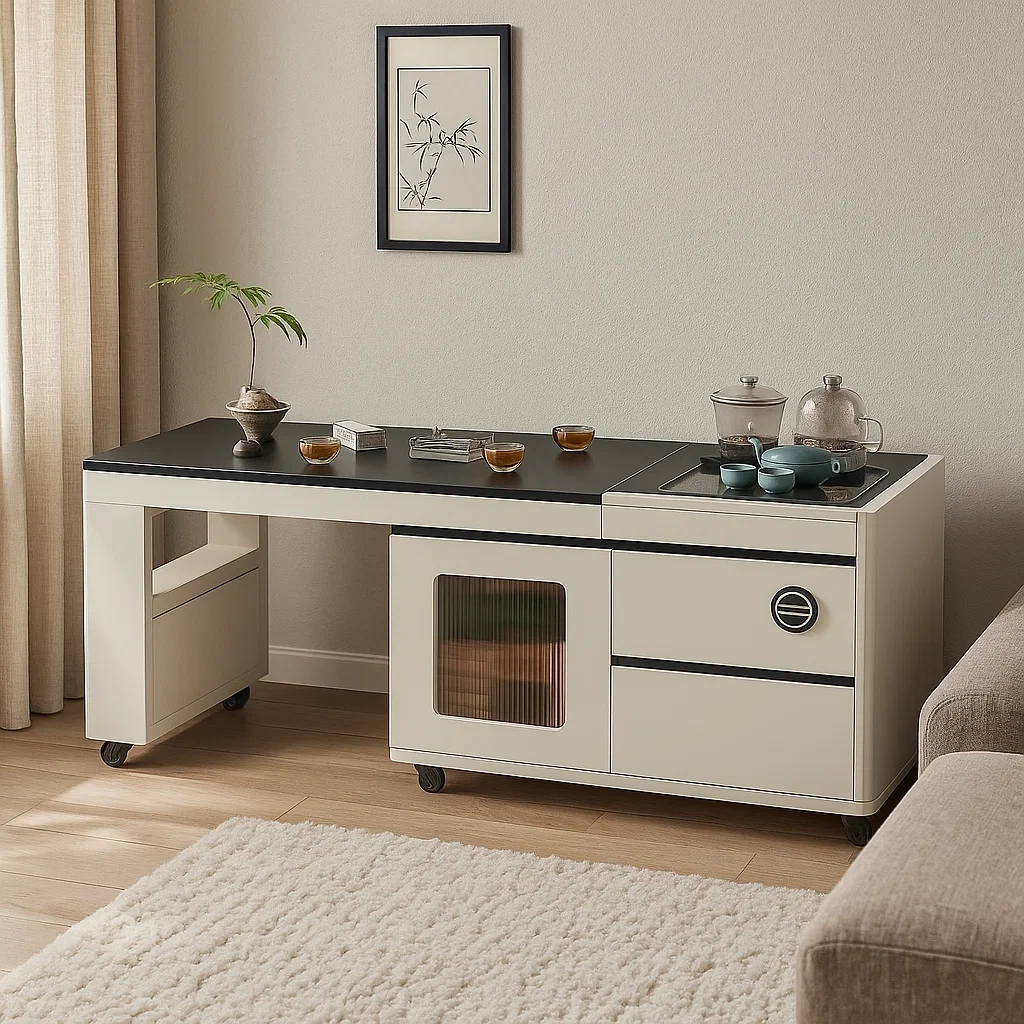 Table de thé moderne avec espace de rangement intégré