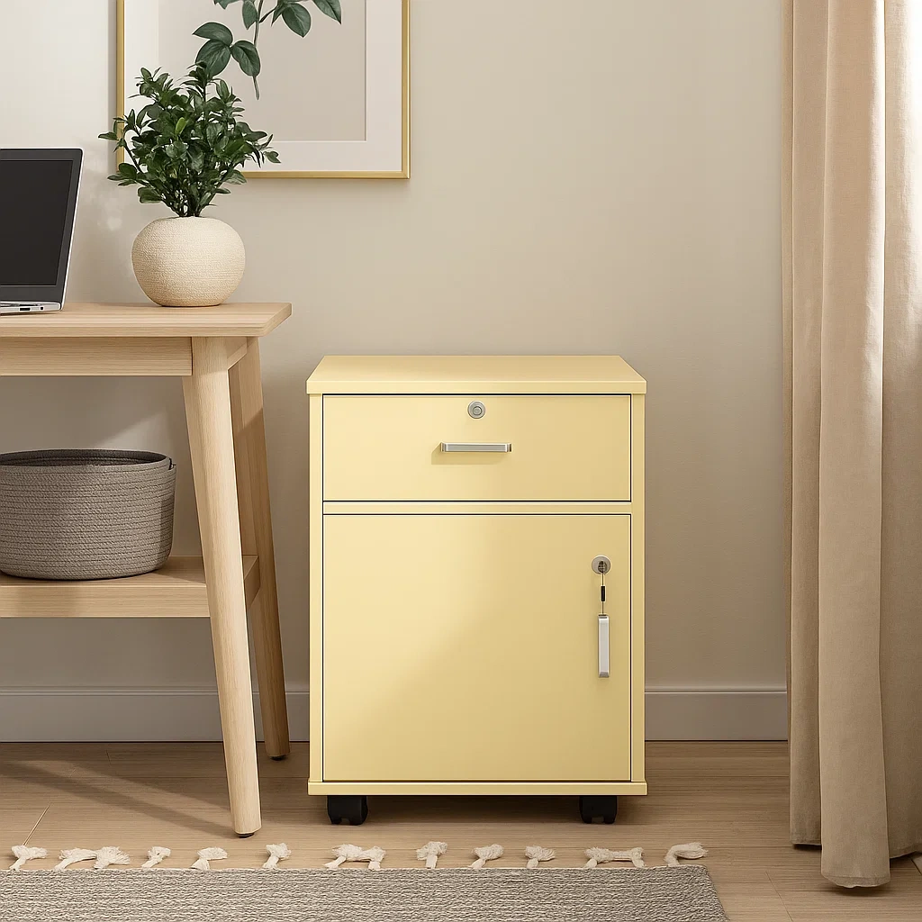 Caisson de bureau métallique mobile avec tiroir et porte verrouillables