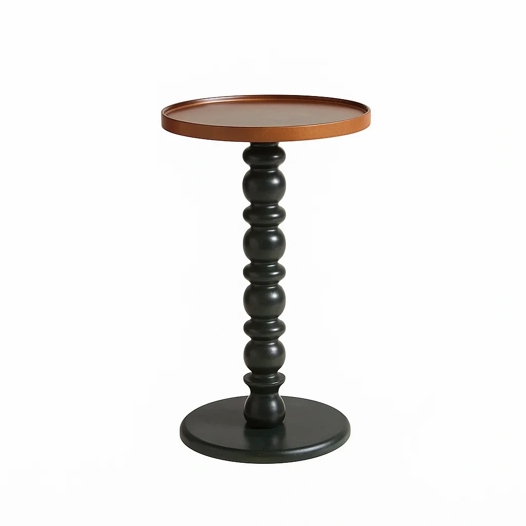 Table d’appoint ronde design en bois et métal