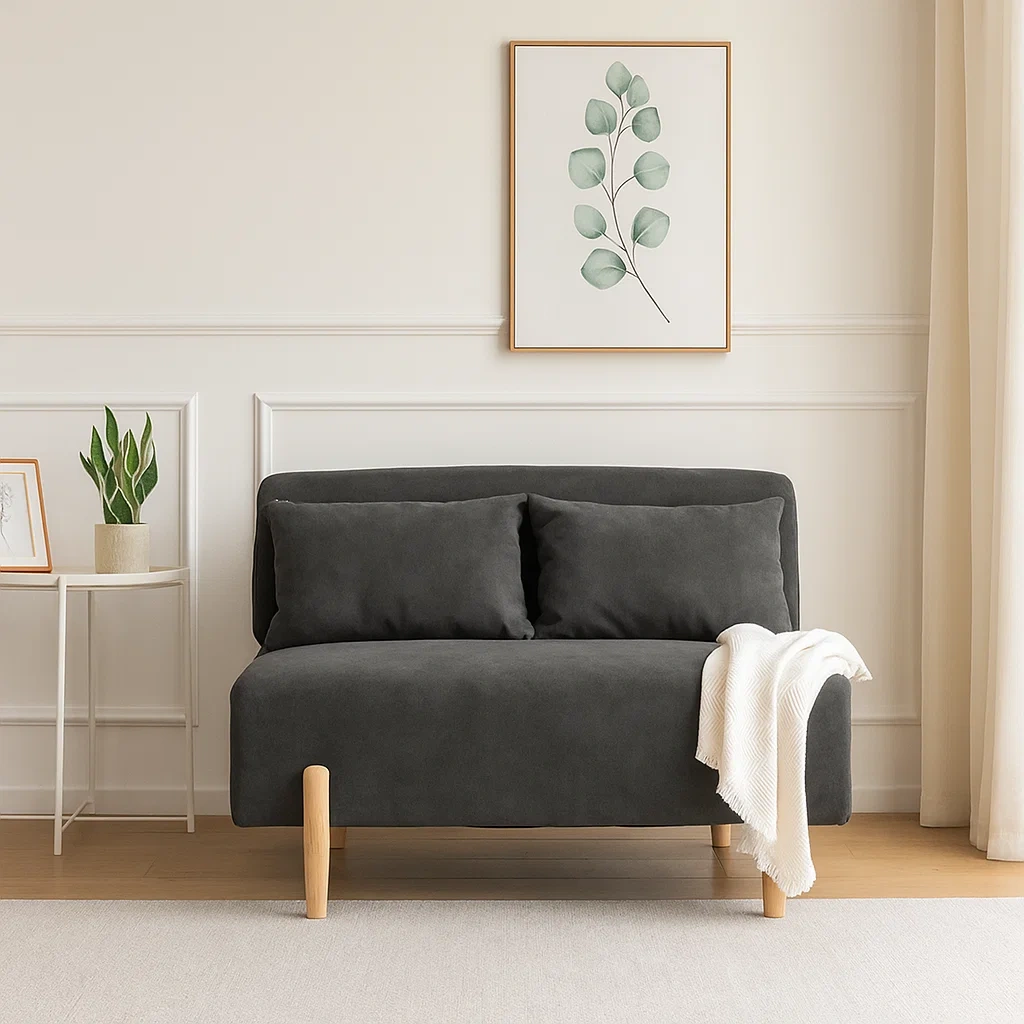 Canapé 2 places moderne avec structure en bois et assise rembourrée