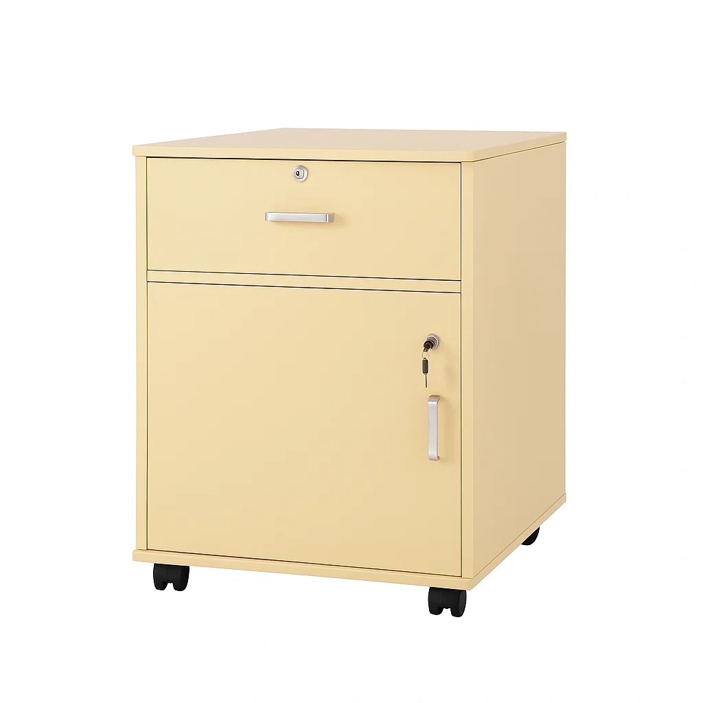 Caisson de bureau métallique mobile avec tiroir et porte verrouillables