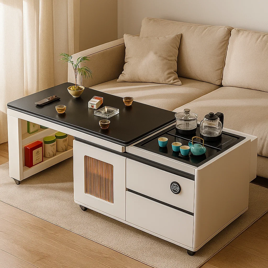 Table de thé moderne avec espace de rangement intégré