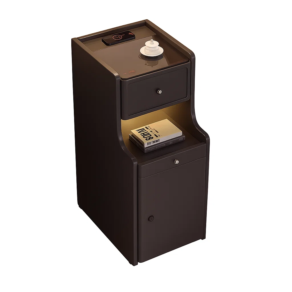 Table de chevet moderne avec lampe intégrée et chargeur sans fil