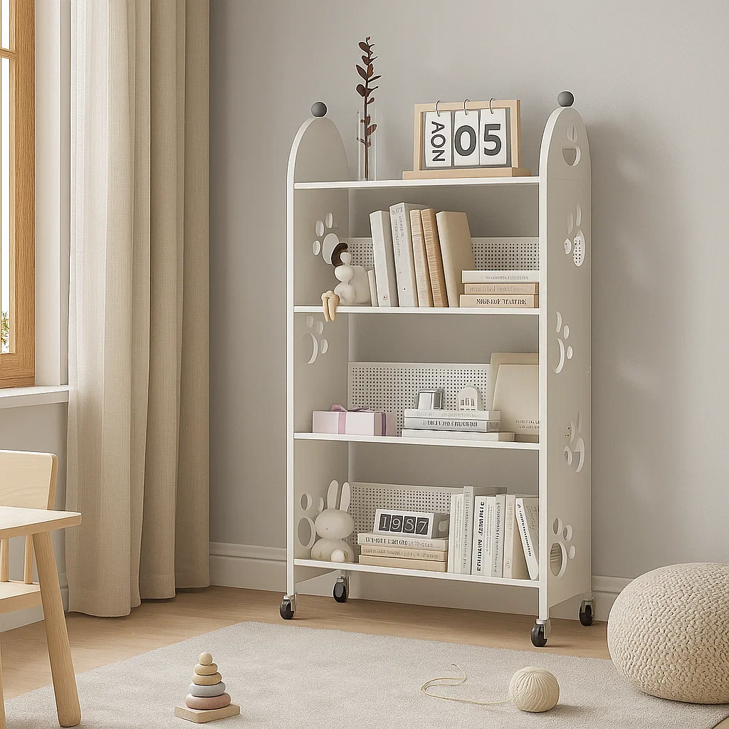 Étagère de rangement en métal sur roulettes à 4 niveaux