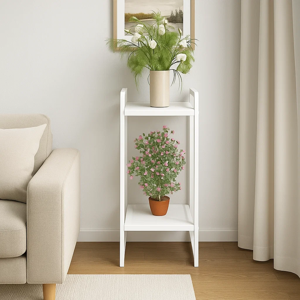 Étagère porte-plantes en métal à 2 niveaux