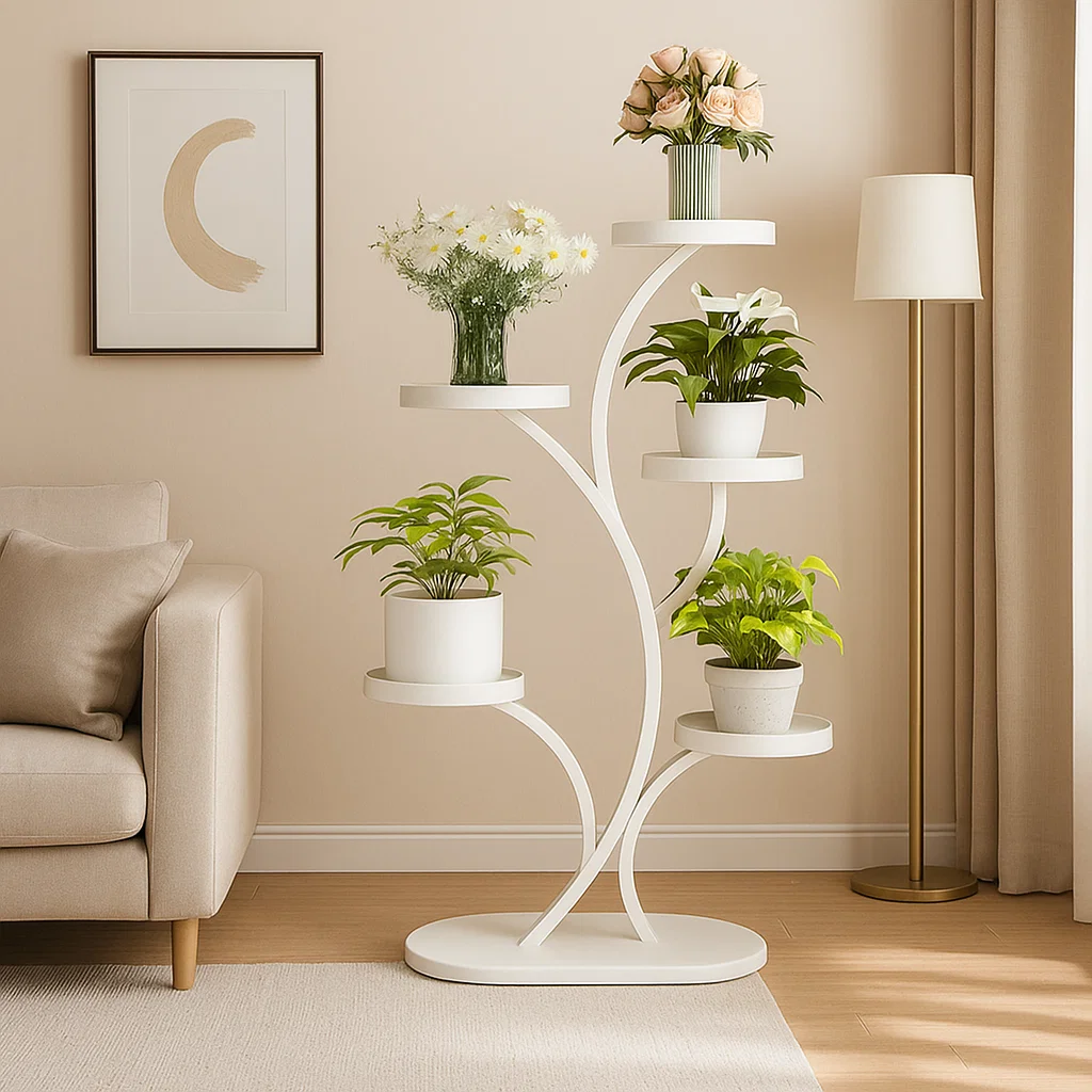 Étagère porte-plantes design en métal à 5 niveaux