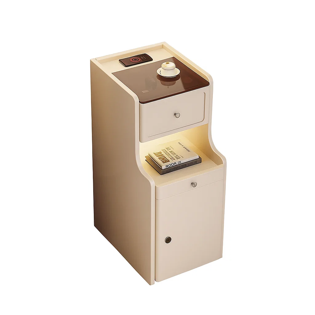 Table de chevet moderne avec lampe intégrée et chargeur sans fil