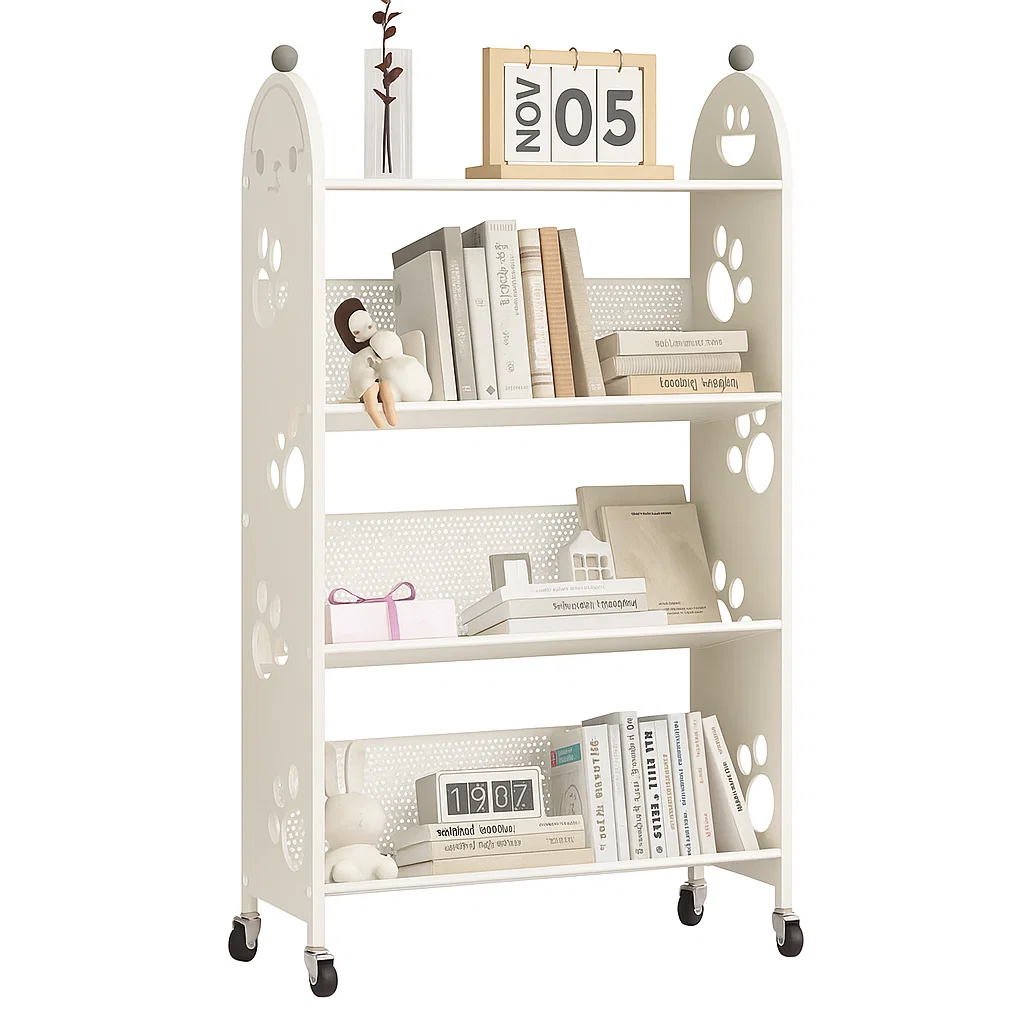 Étagère de rangement en métal sur roulettes à 4 niveaux