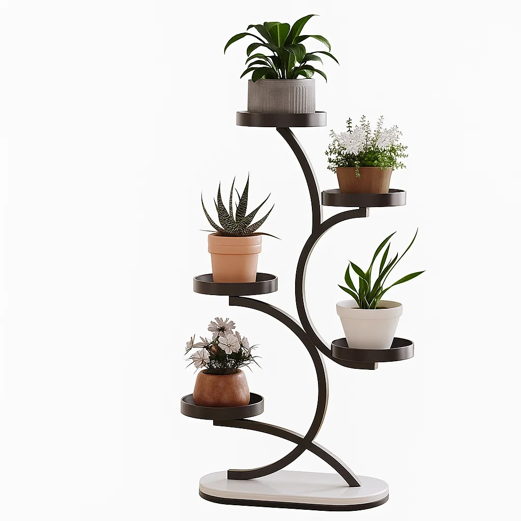 Étagère porte-plantes moderne en métal à 5 niveaux