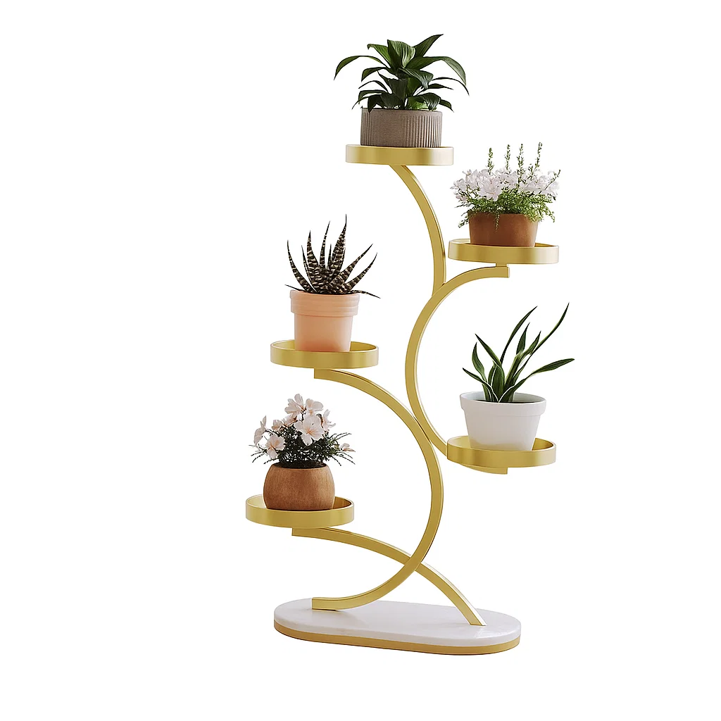 Étagère porte-plantes moderne en métal à 5 niveaux