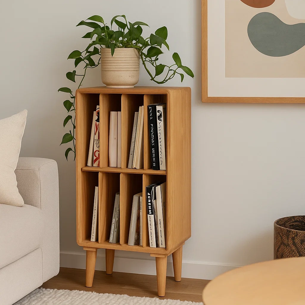 Étagère de rangement en bois massif avec 6 compartiments