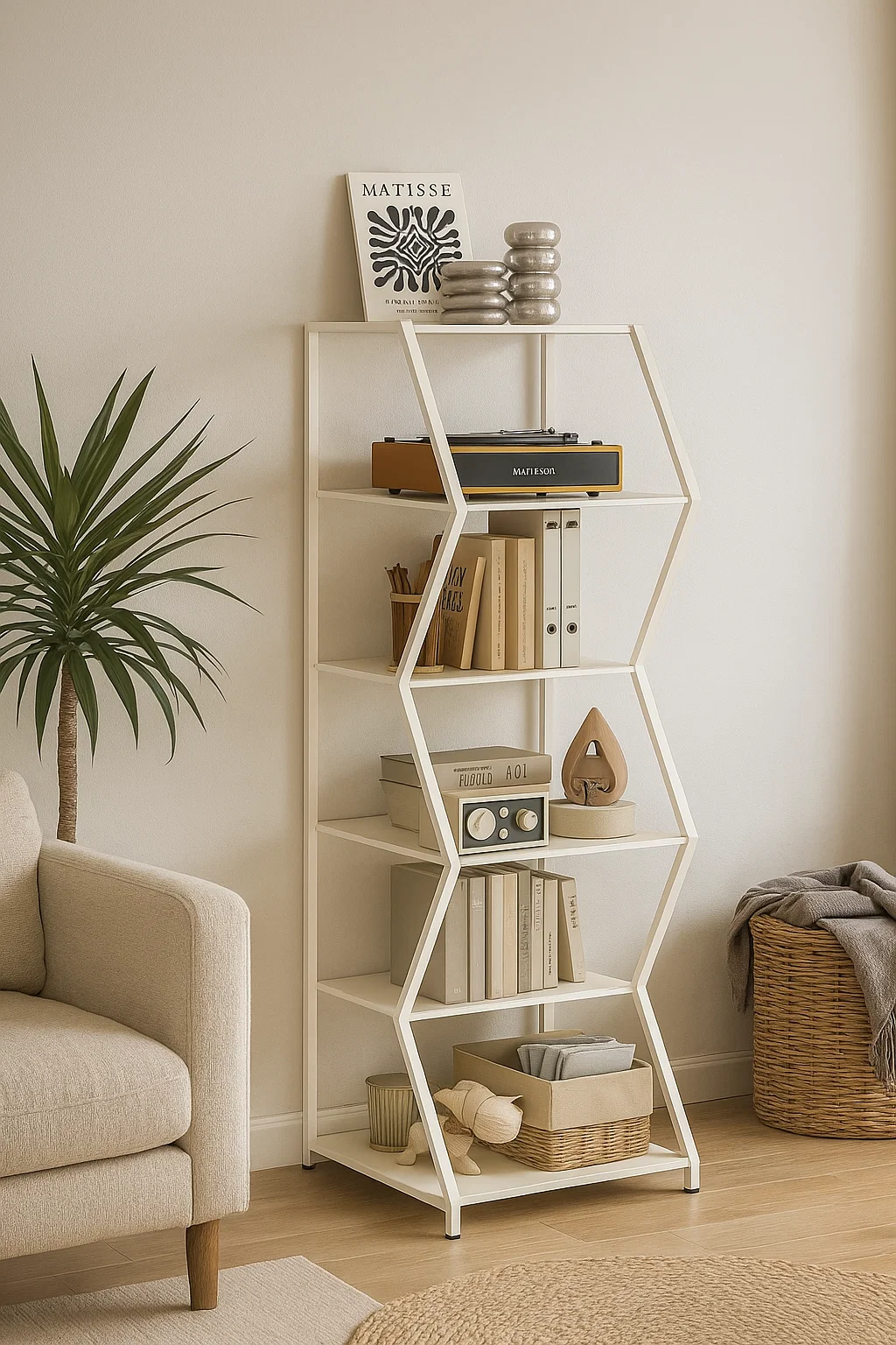 Étagère moderne en métal 5 niveaux design géométrique