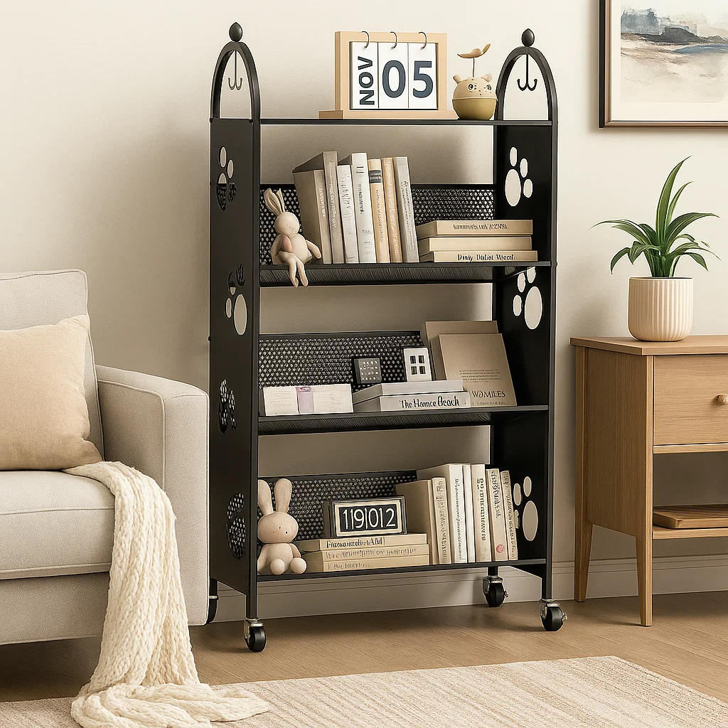 Étagère de rangement en métal sur roulettes à 4 niveaux