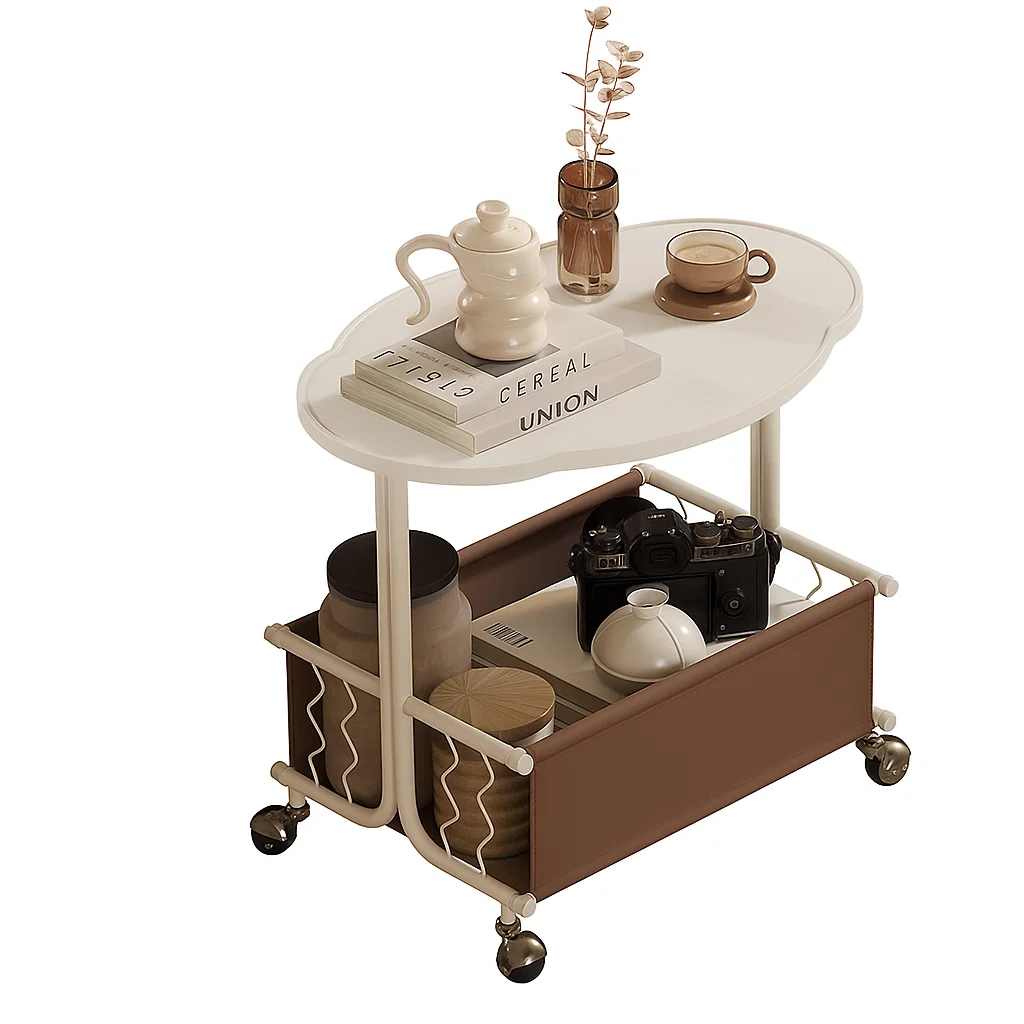 Table roulante de rangement en métal avec étagère et roulettes