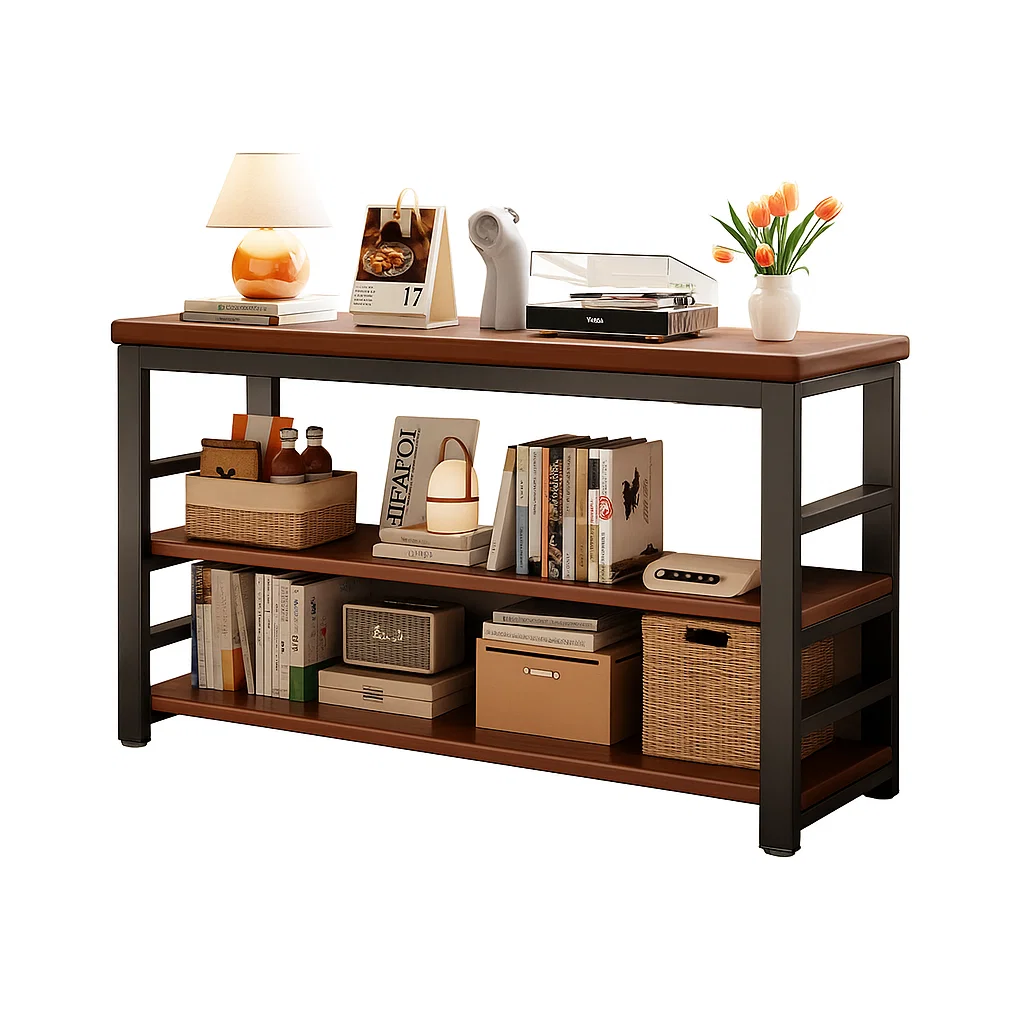 Étagère de Rangement à 3 Niveaux en Bois et Métal