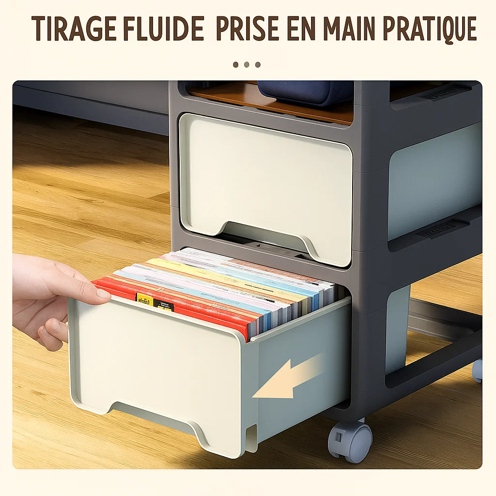 Meuble de rangement mobile avec 2 tiroirs