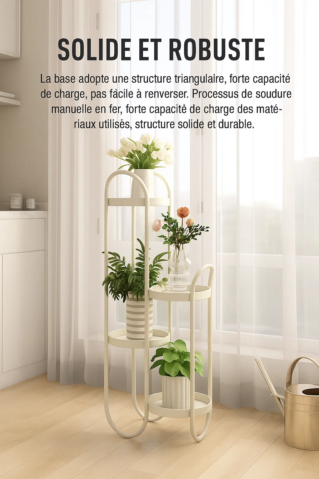 Étagère à plantes 4 niveaux en métal design moderne