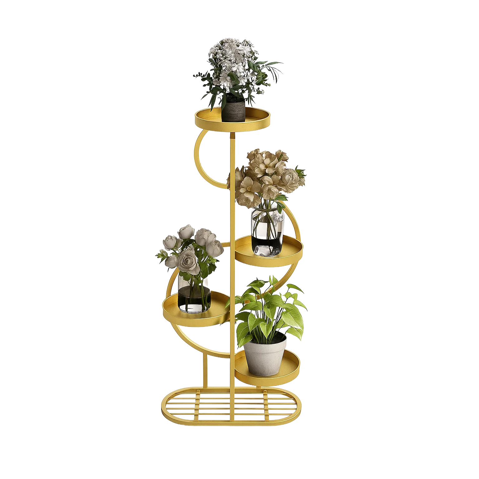 Étagère à plantes en métal doré à 5 niveaux