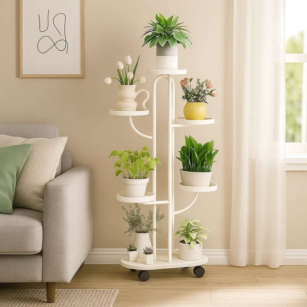 Étagère à plantes sur roulettes 7 niveaux design moderne