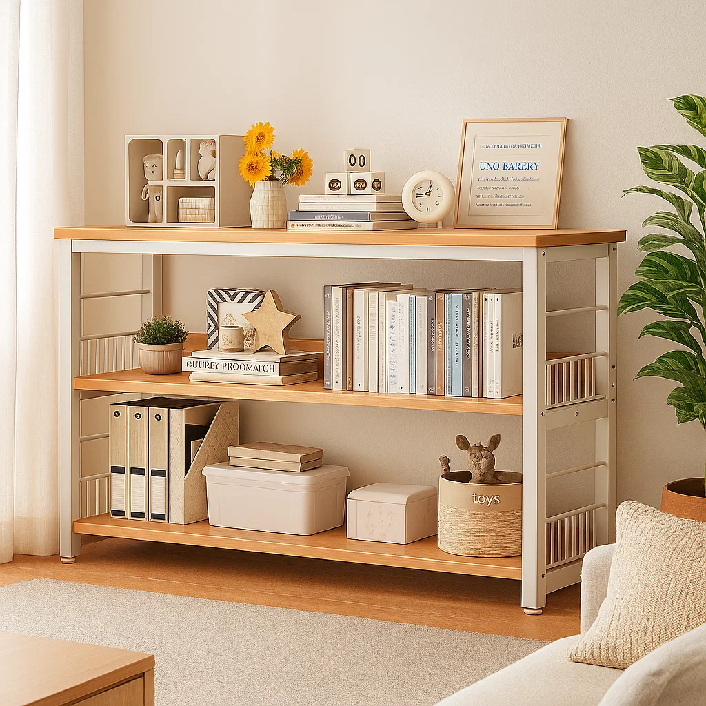 Étagère de Rangement à 3 Niveaux en Bois et Métal