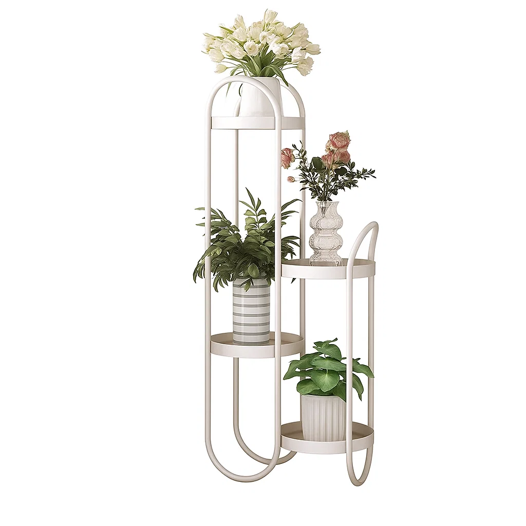 Étagère à plantes 4 niveaux en métal design moderne