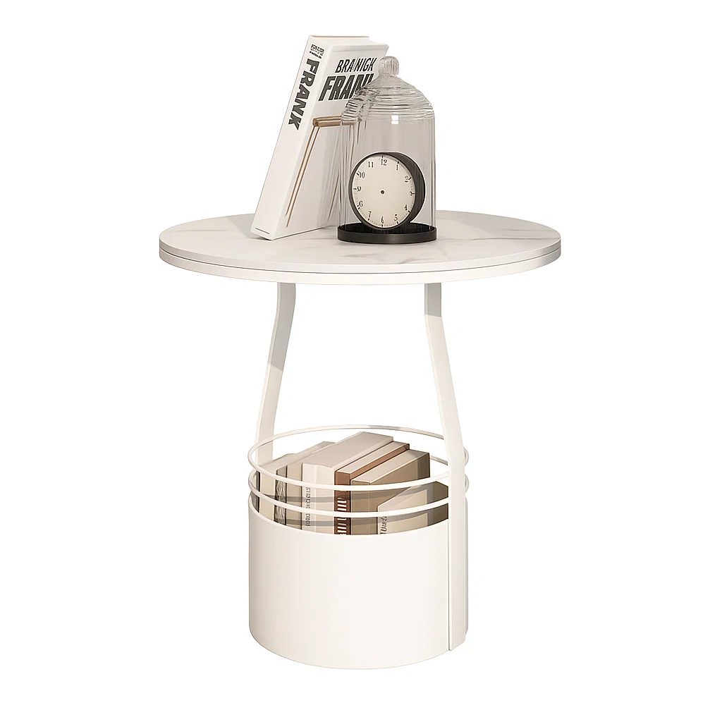 Table d’appoint ronde avec rangement intégré