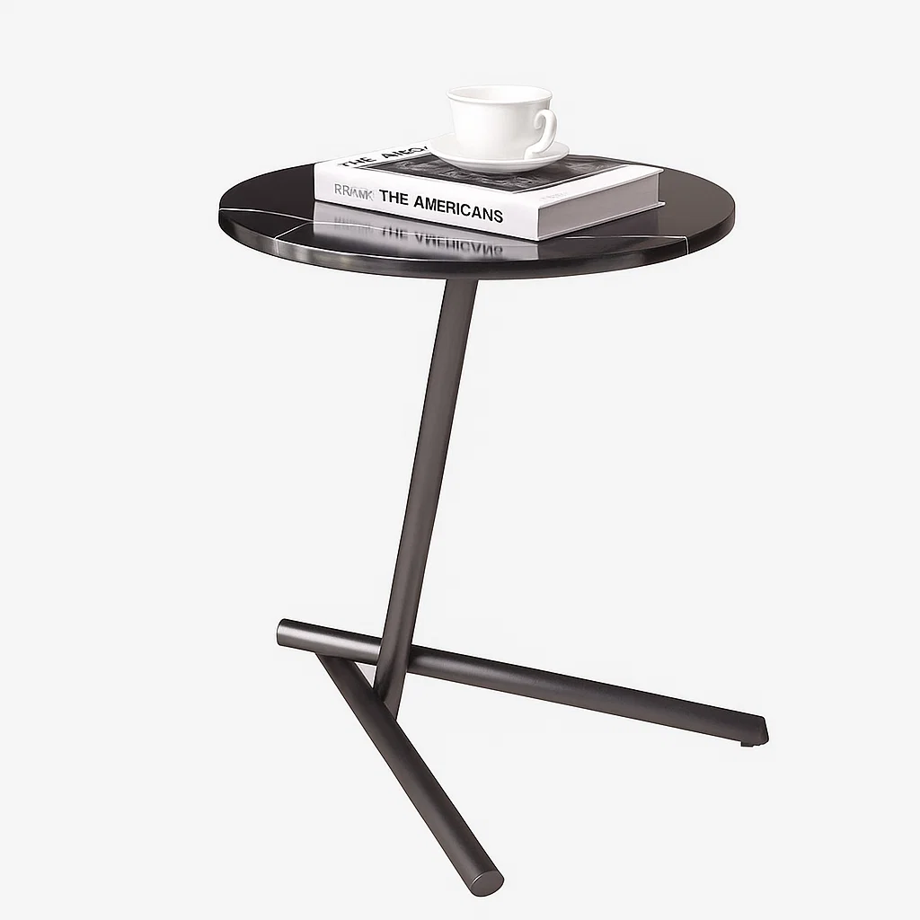 Table d’appoint ronde moderne en métal avec plateau lisse