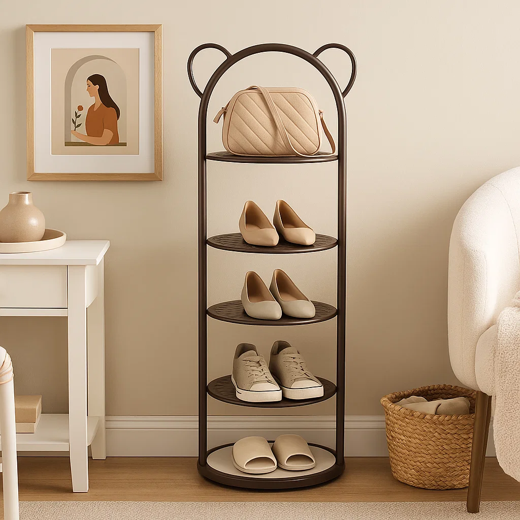 Étagère à chaussures ronde 5 niveaux design moderne