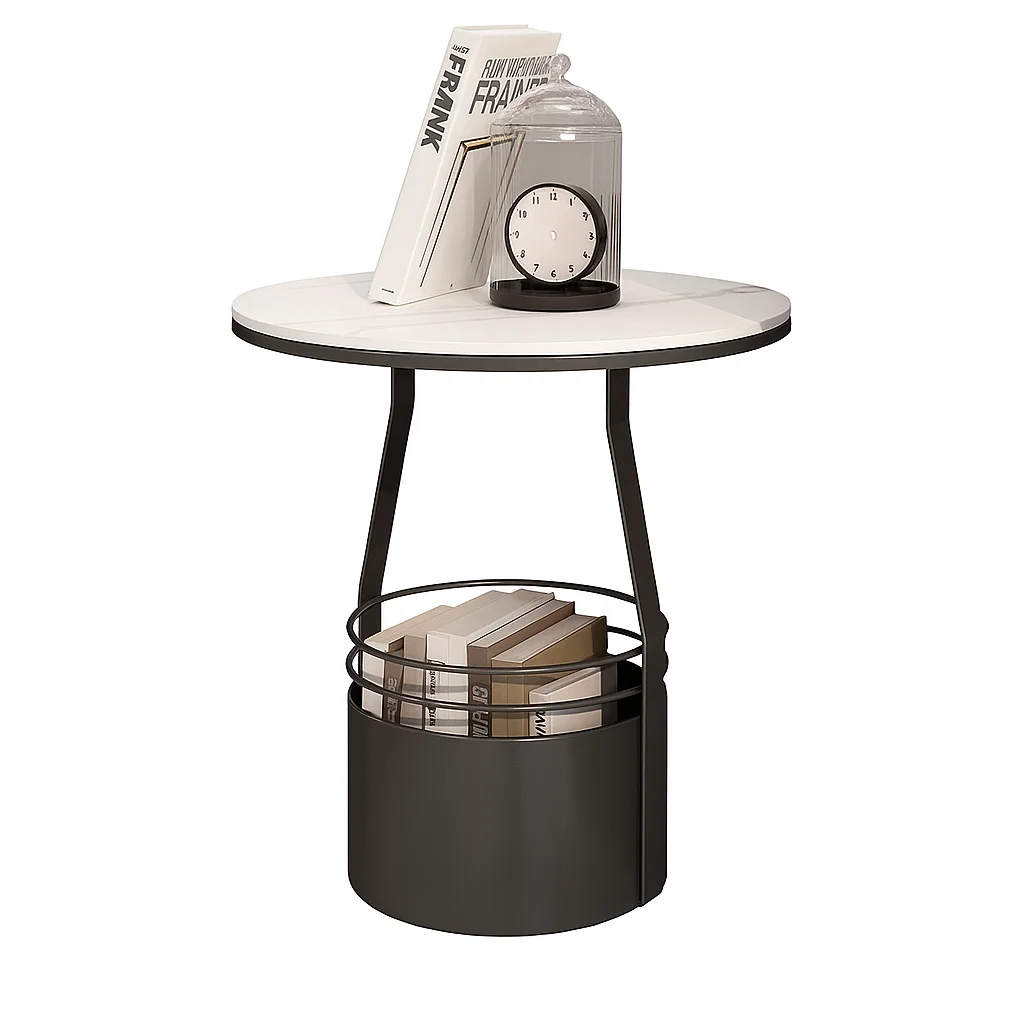Table d’appoint ronde avec rangement intégré