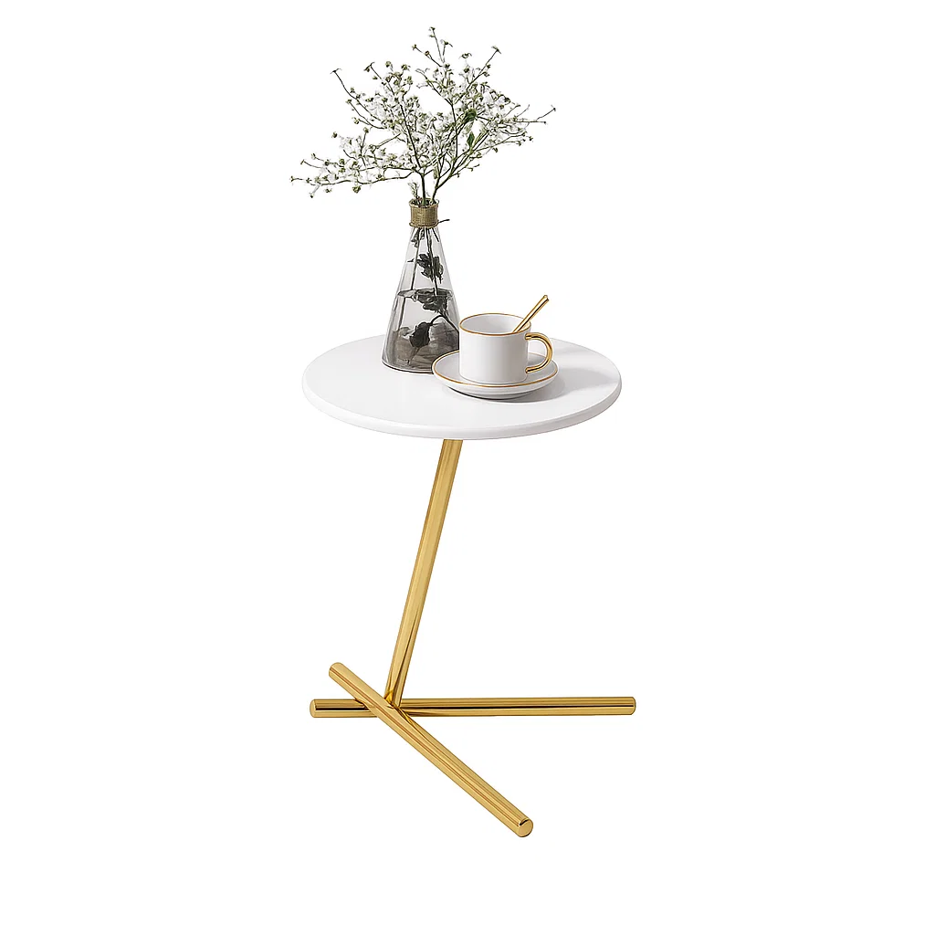 Table d’appoint ronde moderne en métal avec plateau lisse