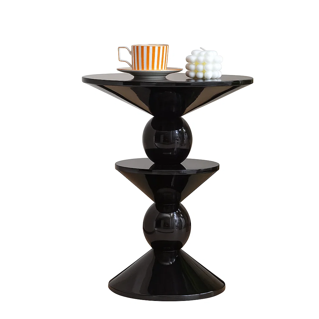 Table d’appoint design ronde en bois laqué moderne